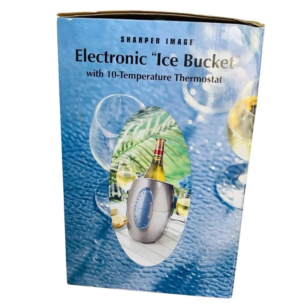 Sharper Image Electronic Ice Bucket Cooler GF-201 Chills & Warms Wine Silver